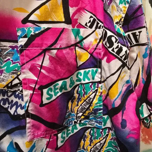 VTG Daniel Hechter 100% cotton colorful Hawaiian surf sail button-down shirt XL - Picture 7 of 13